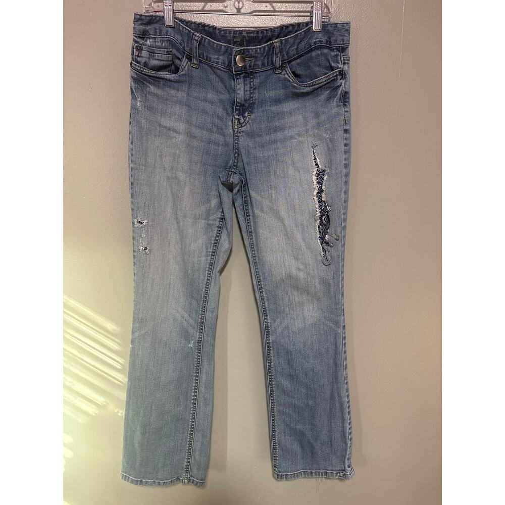 Unbranded Light Wash Distressed Jeans Womens Size 12S Straight Leg Curvy Denim